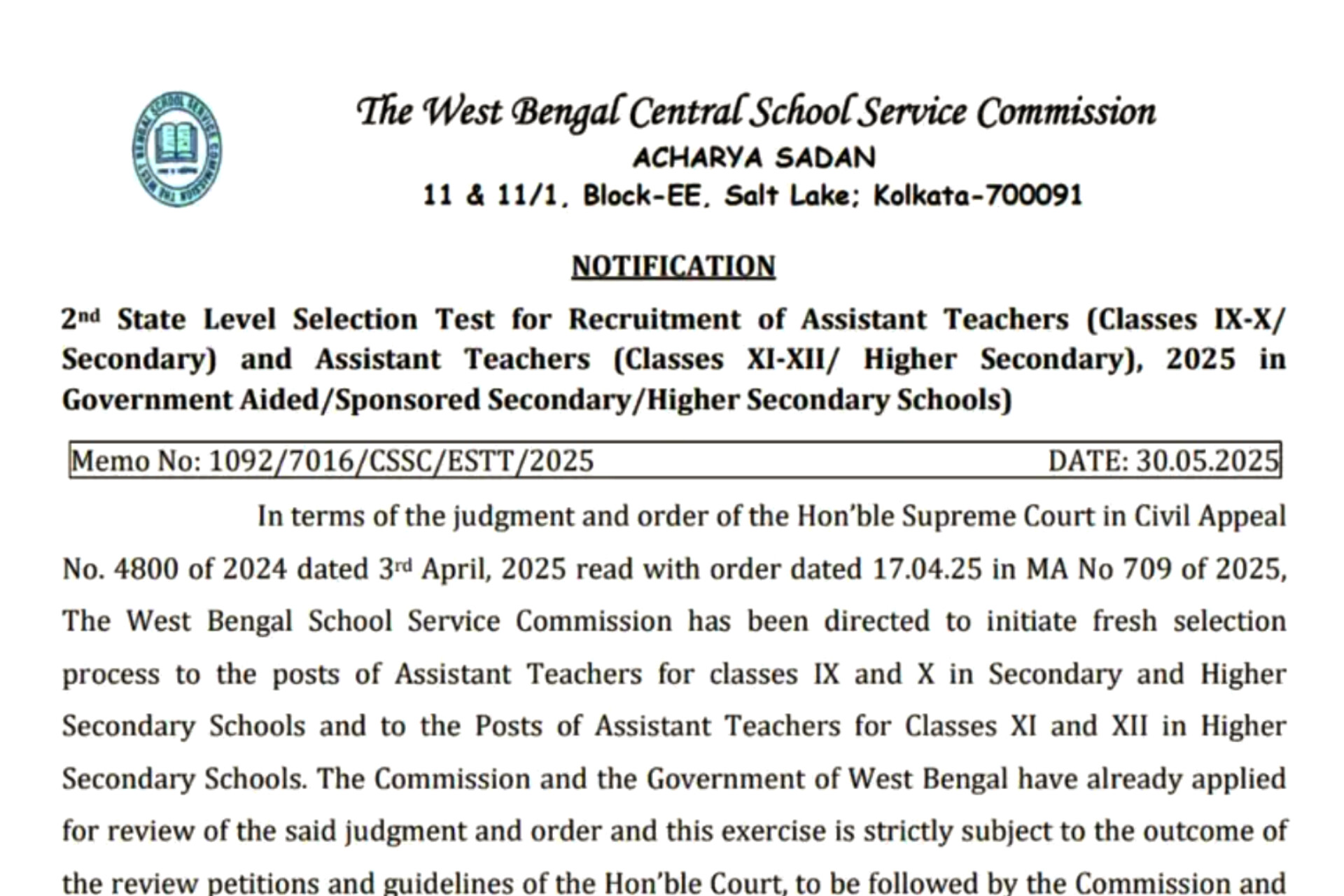 West Bengal WBSSC Assistant Teacher Recruitment 2025: Apply Now for 35,726 Posts in 2nd SLST